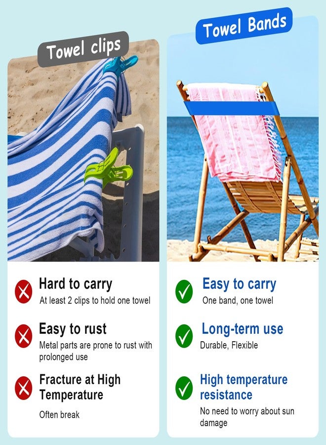 rookea 5 Pack Beach Towel Bands Beach Towel Clips for Cruise Chairs, ROOKEA Pool Chairs Towel Strap Towel Holder Cruise Ship Essentials Elastic Towel Band Beach Accessories for Women Men - Image 3