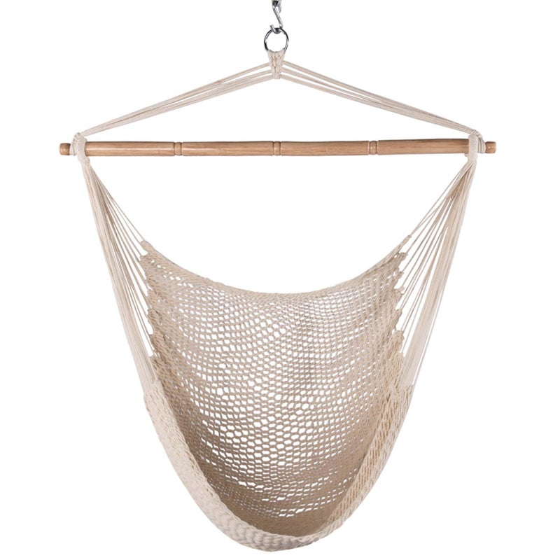 Lazy Daze Hammocks Chair Caribbean Hanging Rope Weaving Chair with 40" Hardwood Spreader Bar and Soft-Spun Cotton Rope for Indoor/Outdoor Backyard & Living Room, Max 300 LBS, Natural - Image 1