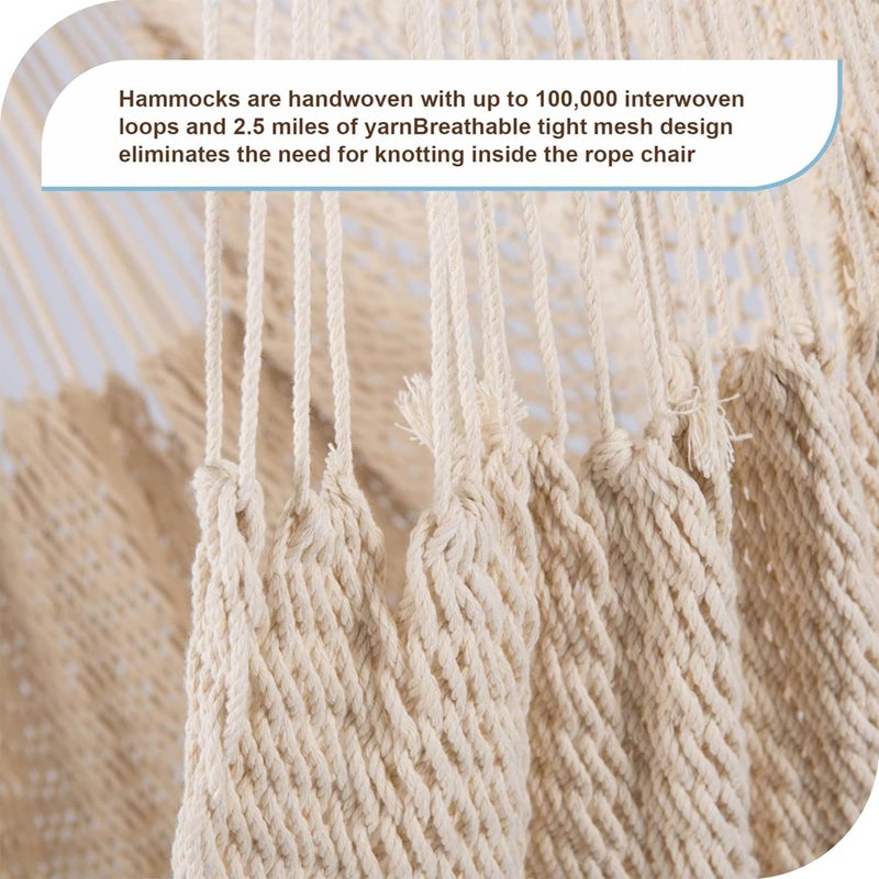 Lazy Daze Hammocks Chair Caribbean Hanging Rope Weaving Chair with 40" Hardwood Spreader Bar and Soft-Spun Cotton Rope for Indoor/Outdoor Backyard & Living Room, Max 300 LBS, Natural - Image 4