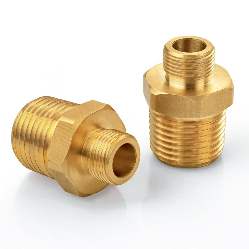 VFAUOSIT 1/2 To 3/8 Reducer Vfauosit 3/8 To 1/2 Rv Faucet Adapter Brass Compression Fitting Faucet Supply Line Adapter For Plumbing Water Hose 2 Pieces - Image 1