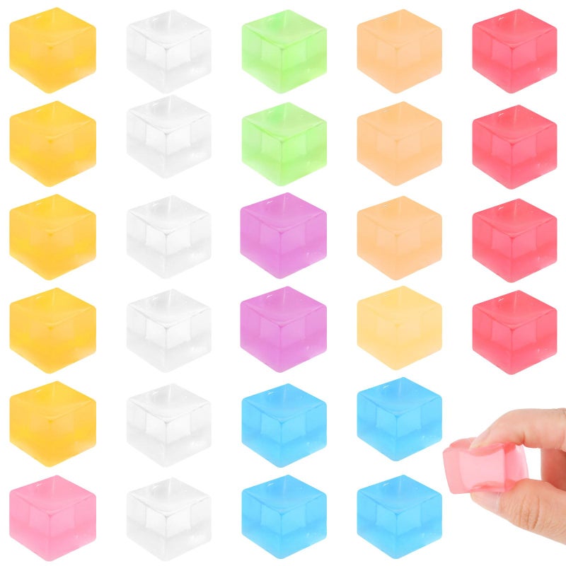 Hxezoc 28 Pcs Stress Balls Fidget Toys Ice Cube Sensory Squishy Fidget Toys Square Squeeze Balls for Kids Adults Anxiety Stress Relief Classroom Prizes Birthday Gifts Party Favors - Image 3