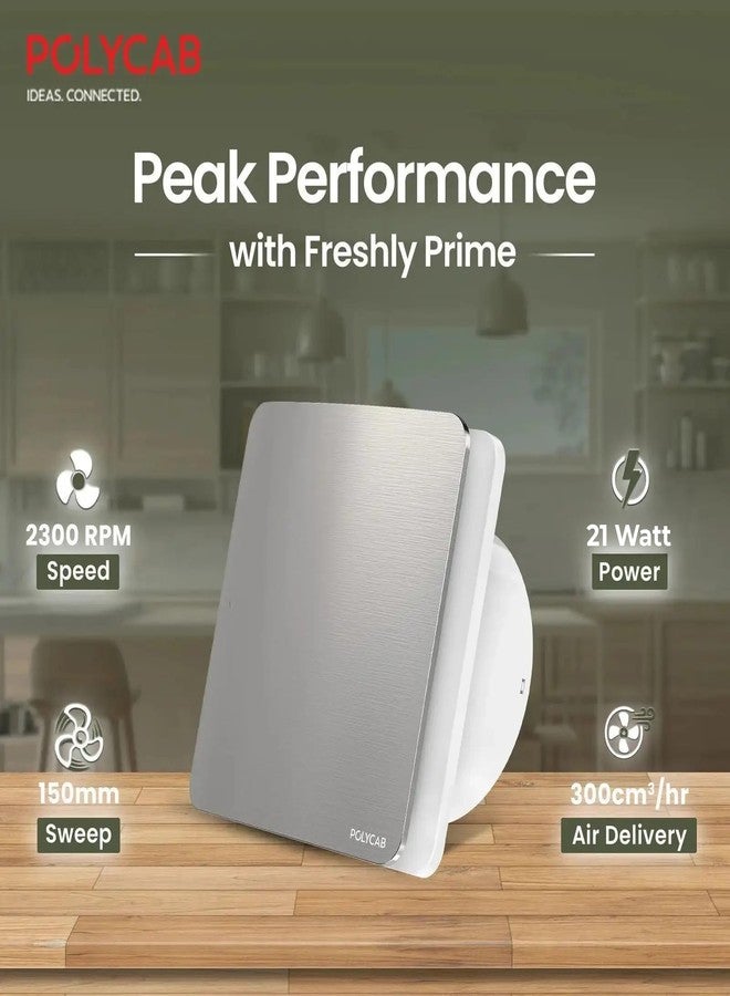 Polycab Freshly Prime 150mm Energy Efficient Exhaust fan for Kitchen Bathroom | Noiseless ventilation, Sleek Design Easy to Clean | High Speed, Powerful Motor, 100% Copper, 3 Yrs Warranty【White】 - Image 5