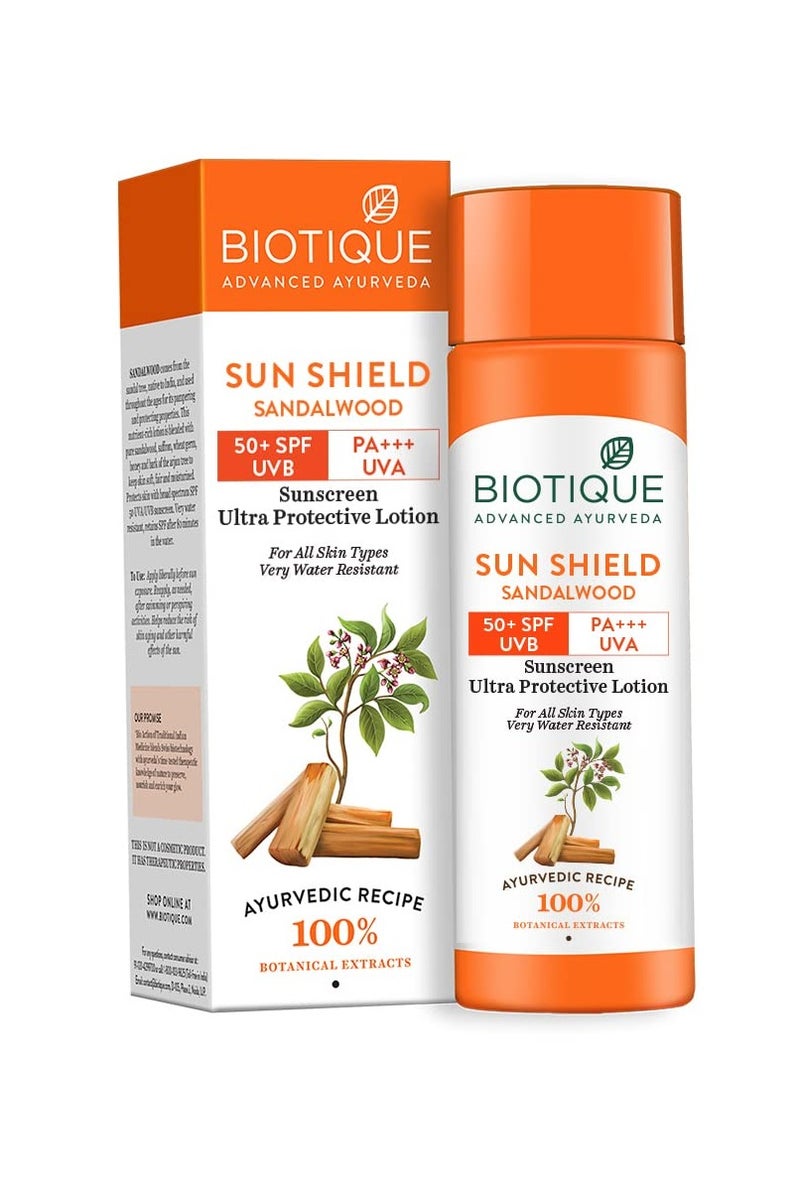 Biotique Bio Sandalwood Sunscreen Ultra Soothing Face Lotion, SPF 50+ |Ultra Protective Lotion| Keeps Skin Soft, Fair and Moisturized| Water Resistant| For All Skin Types| 120ml - Image 1