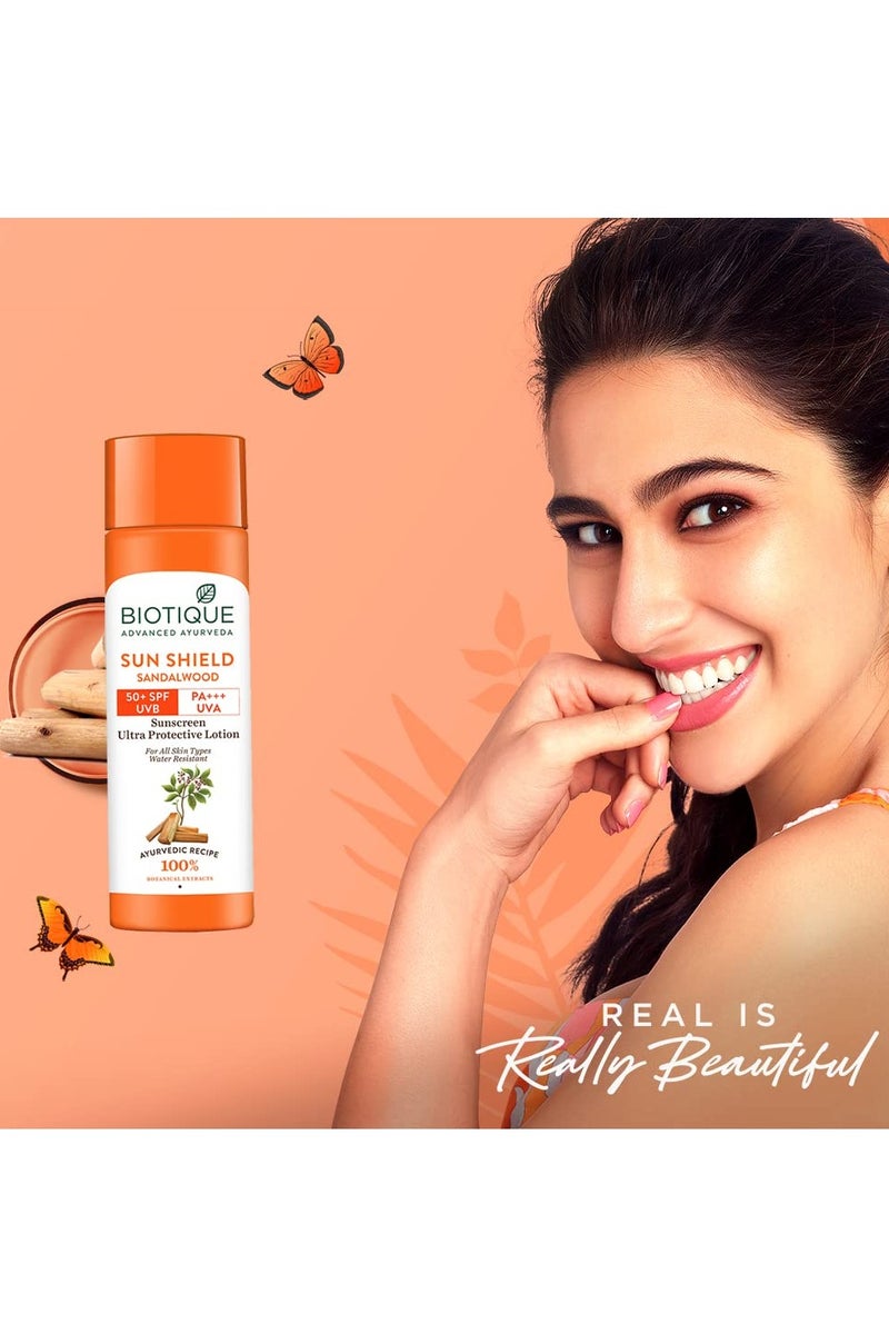 Biotique Bio Sandalwood Sunscreen Ultra Soothing Face Lotion, SPF 50+ |Ultra Protective Lotion| Keeps Skin Soft, Fair and Moisturized| Water Resistant| For All Skin Types| 120ml - Image 3