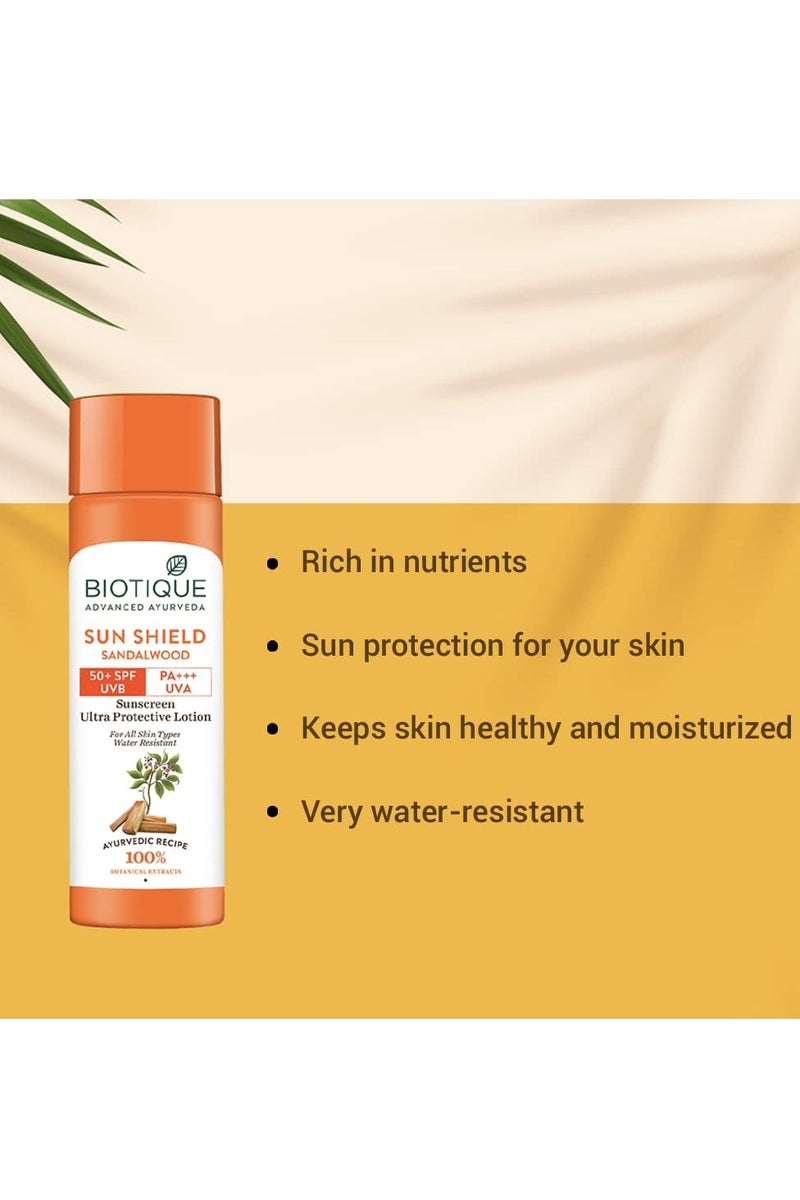 Biotique Bio Sandalwood Sunscreen Ultra Soothing Face Lotion, SPF 50+ |Ultra Protective Lotion| Keeps Skin Soft, Fair and Moisturized| Water Resistant| For All Skin Types| 120ml - Image 4