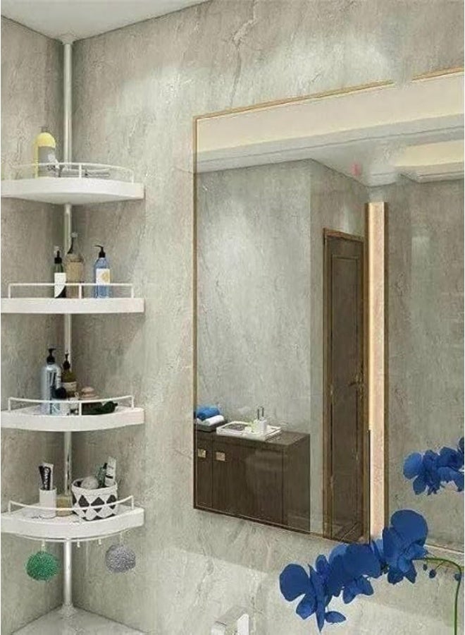 حامل زاوية دش لادوات الاستحمام وقابل للتعديل و4 طبقات الارضية للسقف للتنظيم وتخزين h - Image 4