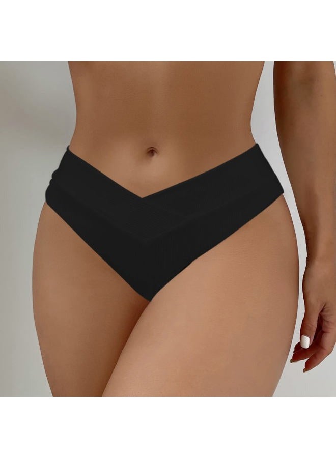 SherryDC Women's Swimsuit, V Cut, High Waist, V Cut, Bikini Bottom, 824 Black, M - Image 2