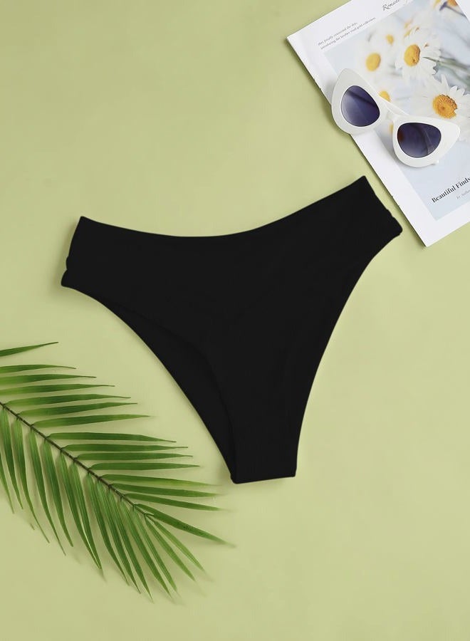 SherryDC Women's Swimsuit, V Cut, High Waist, V Cut, Bikini Bottom, 824 Black, M - Image 3