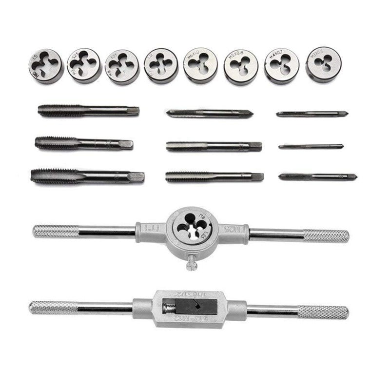 NIKTION Metric Tap and Die Set Thread M3 to M12 Thread Repair Kit Plug Metric Wrench Die Holder Screwdriver with Storage case 20 Pcs Clear - Image 5