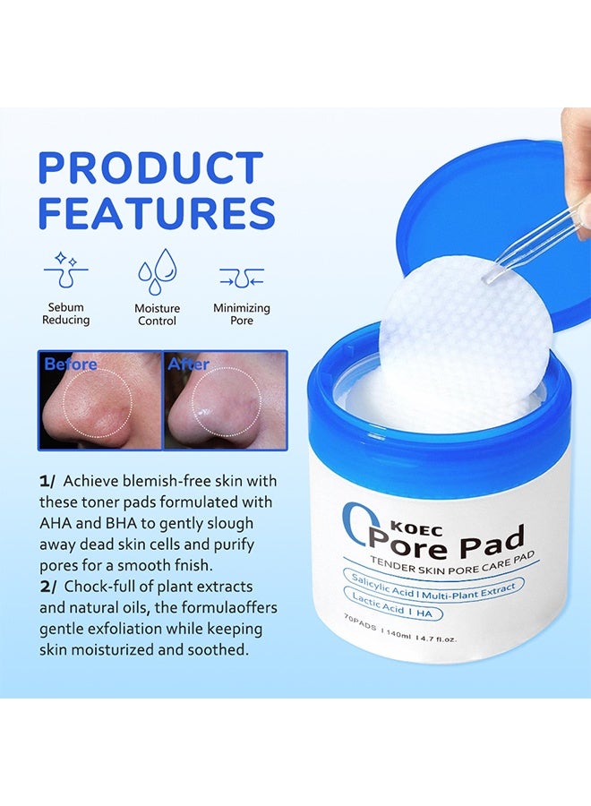ك أو إي سي وسادة المسام، عناية ببشرة ناعمة، 70 وسادة، حوّل روتين العناية ببشرتك مع هذه الوسادات المبتكرة للعناية بالمسام، 140 مل، مع حمض الساليسيليك وحمض اللاكتيك - Image 3