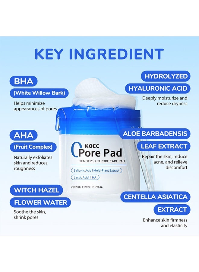 ك أو إي سي وسادة المسام، عناية ببشرة ناعمة، 70 وسادة، حوّل روتين العناية ببشرتك مع هذه الوسادات المبتكرة للعناية بالمسام، 140 مل، مع حمض الساليسيليك وحمض اللاكتيك - Image 4