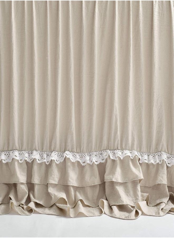 Lush Decor Lush Decor Ella Vintage Chic Ruffle Lace Bedspread Neutral Farmhouse Style Lightweight 3 Piece Set, Queen 