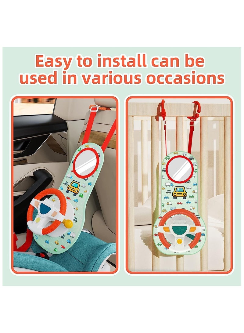 Soofam Baby Car Seat Toys for Infants with Mirror, Carseat Toys Steering Wheel with Music Lights and Driving Sounds, Travel Car Seat Toy for Infants Babies 6 to 12 Months - Image 5