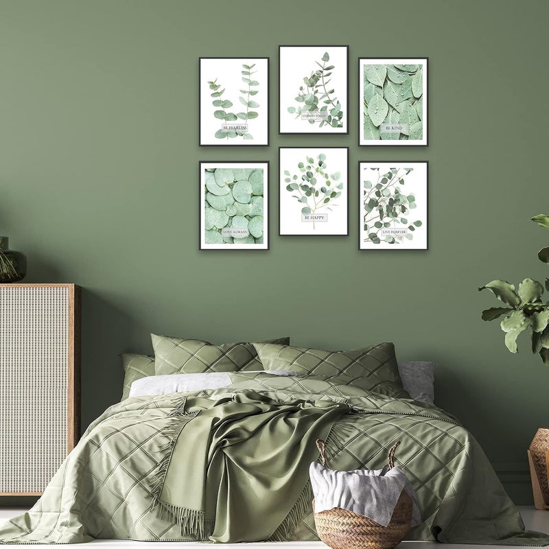 HoozGee Inspirational Wall Art Print Set of 6 Tropical Botanical Leaves Wall Decor Sage Green Leaf Wall Art Set Pictures Motivational Wall Art Posters Living Room Bedroom Decor (11"x14" UNFRAMED) - Image 5