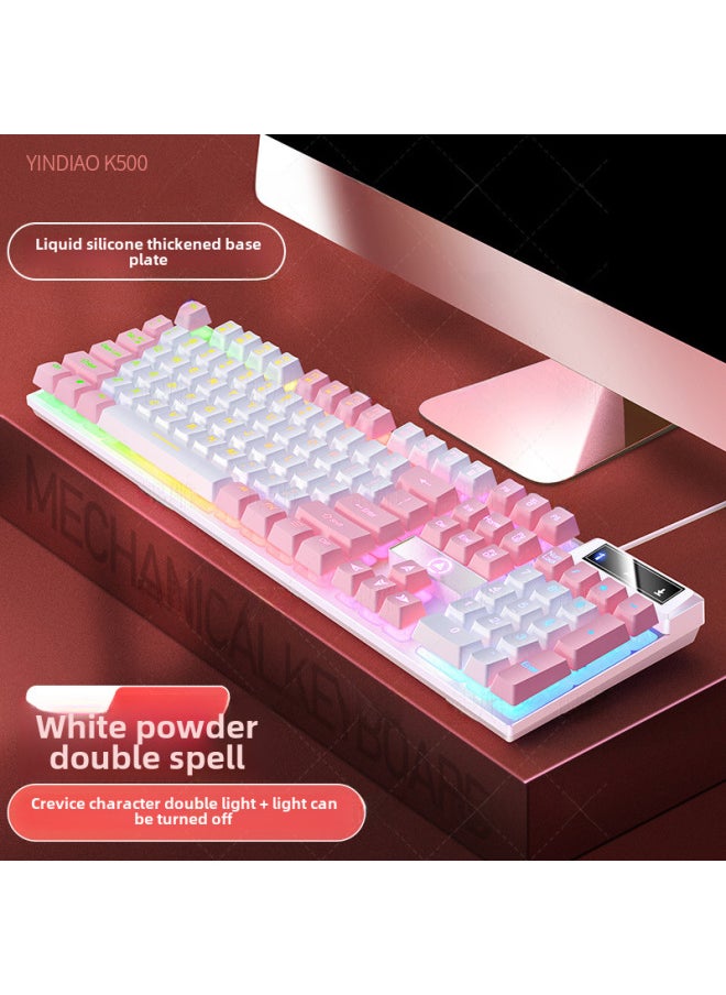 Generic Digital Computer Keyboard 104 Keys Usb Interface For Gaming Office-Color:White Powder-Mixed Light  - Image 1