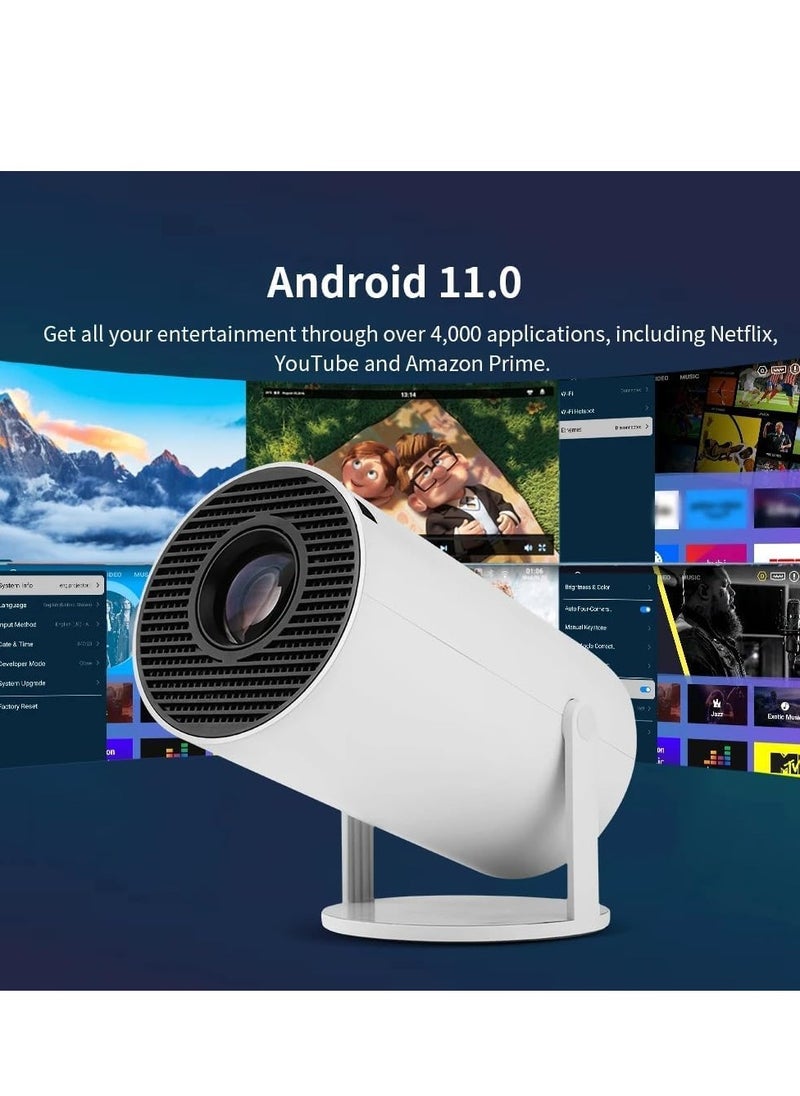 SMARTX - HY300 Smart Mini Projector With 2 Game Consoles, Auto Keystone Correction, 4K 1080P Support Portable Projector, 150 ANSI 2.4/5G WiFi, Android 12.0, 130 Inch Screen Best For Home, outdoor Theater Video Projector - Image 1