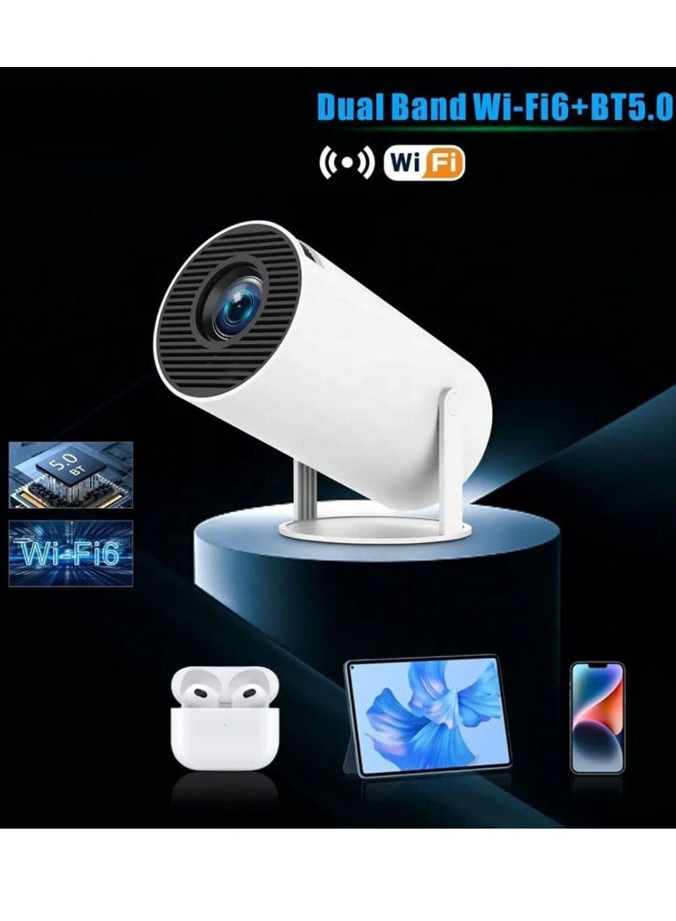 HY300 Smart Mini Projector With 2 Game Consoles, Auto Keystone Correction, 4K Portable Projector, 150 ANSI 2.4/5G WiFi, Android 12.0, 130 Inch Screen Best For Home, outdoor Theater Video Projector