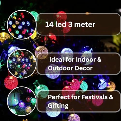 One94Store Drop String Lights – 14 LED, 3 Meter, Warm White, Waterproof Decorative Fairy Lights for Indoor/Outdoor, Garden, Diwali, Christmas, Wedding (Warm White) - Image 5