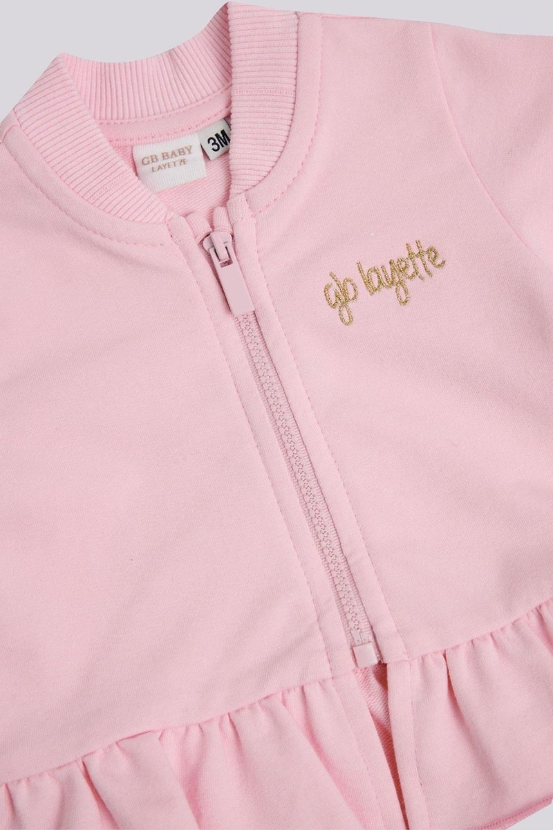 Layette Baby Girl Pink Tracksuit Top  - Image 3
