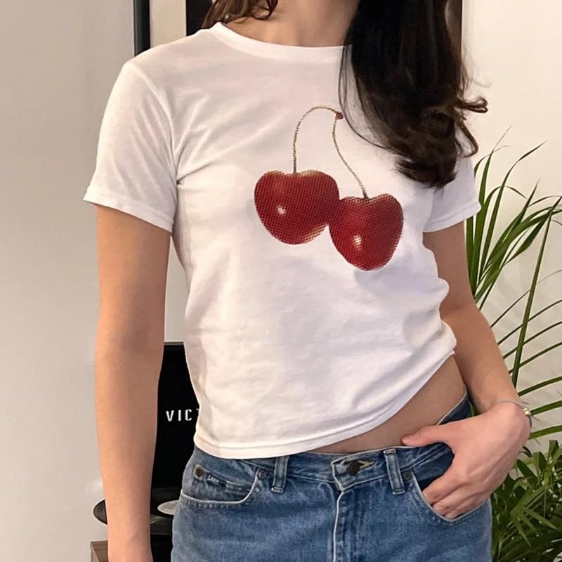 XPONNI Baby Tees Y2k Shirt 2000s Fashion Cute Shirts 90s Outfit Woman Graphic Tees Y2k Vintage Clothes (Style06,S,Small) - Image 4