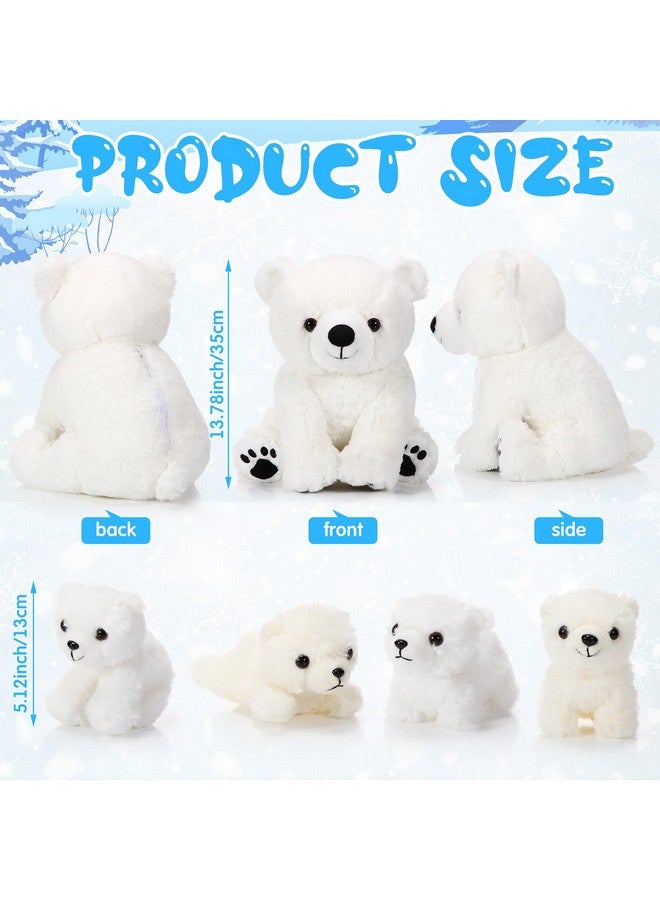 Leitee 5 Pcs Polar Bear Plush Set Large Mommy Polar Bear Stuffed Animal With 4 Cuddly Bear Baby Plushies In Belly For Boys Girls Birthday Winter Holiday Decor Gifts(Sitting) - Image 2
