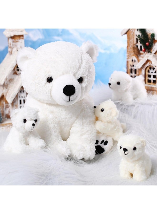 Leitee 5 Pcs Polar Bear Plush Set Large Mommy Polar Bear Stuffed Animal With 4 Cuddly Bear Baby Plushies In Belly For Boys Girls Birthday Winter Holiday Decor Gifts(Sitting) - Image 5
