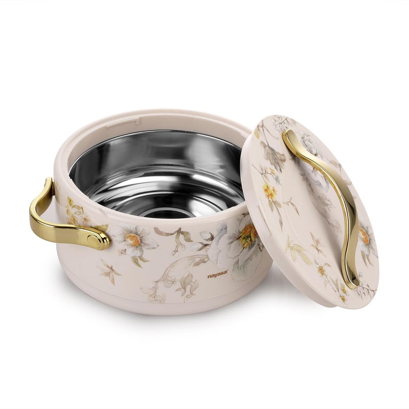 Nayasa Bethany Insulated Inner Steel Casserole 2000 ML BPA Free Food Grade Use for Keeping Roti Serving Dal Chawal Gravy Hot Pot for Kitchen Chapati Box White - Image 2