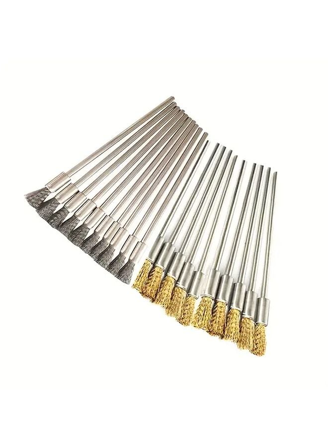 10pcs Extended Steel Wire Brushes And 10pcs Copper Wire Brushes For Rust Removal Polishing - Image 1