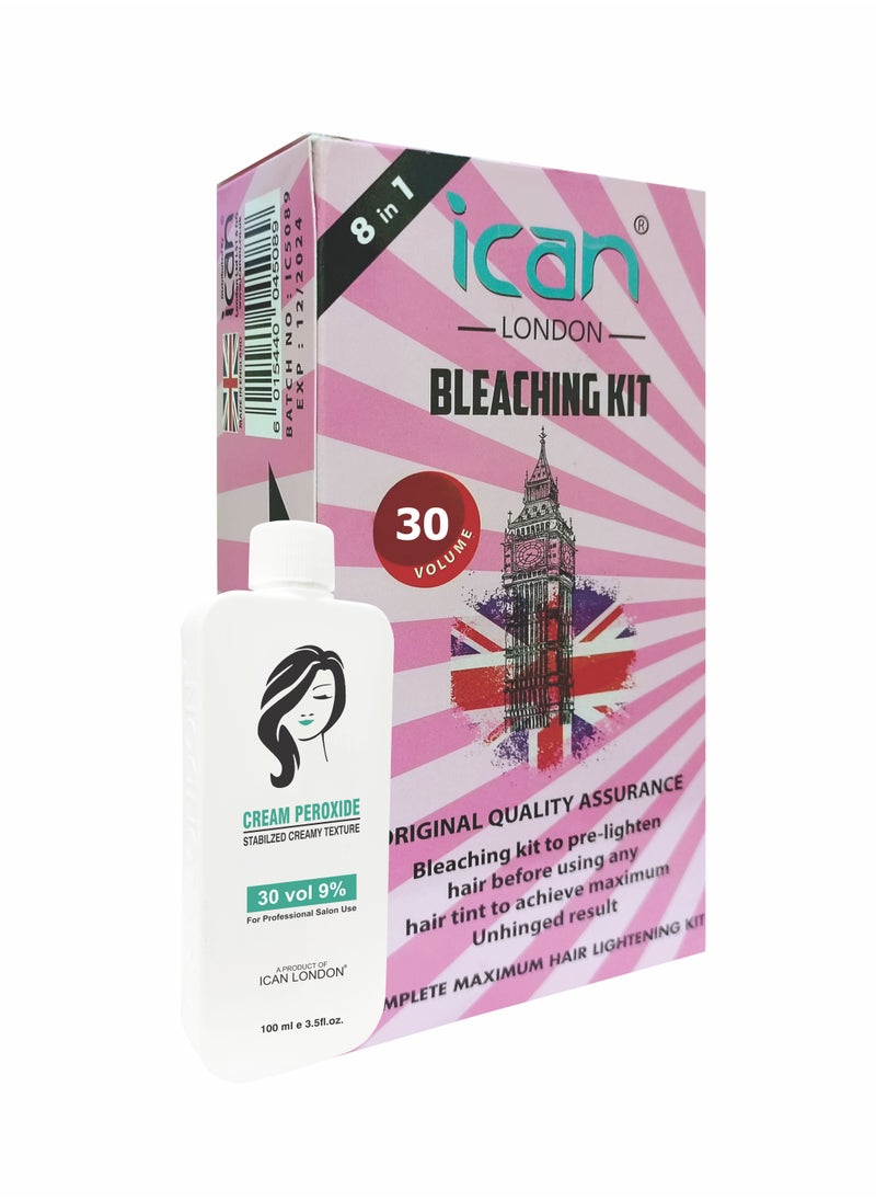 iCan London ICAN LONDON 8 IN 1 BLEACHING KIT FOR HIGHTLIGHTS 30 VOLUME  - Image 1