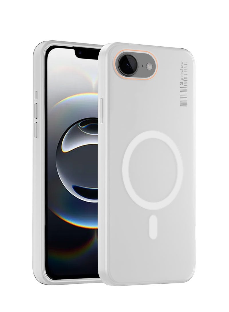 Syndee Apple iPhone 16e 5G 2025 Syndee Series Hybrid Translucent Magsafe with Magnetic Charging Raised Camera Lips Elegant Look Case Cover - White  - Image 1