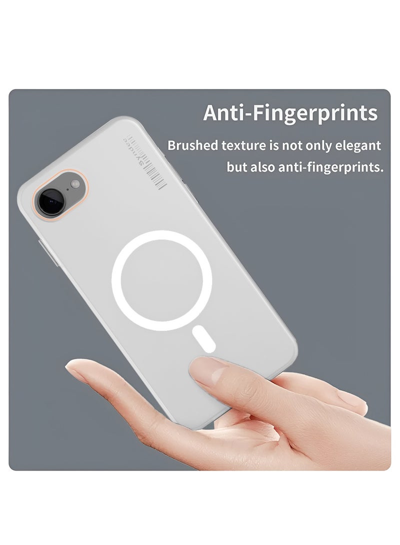 Syndee Apple iPhone 16e 5G 2025 Syndee Series Hybrid Translucent Magsafe with Magnetic Charging Raised Camera Lips Elegant Look Case Cover - White  - Image 4