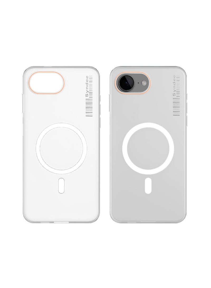 Syndee Apple iPhone 16e 5G 2025 Syndee Series Hybrid Translucent Magsafe with Magnetic Charging Raised Camera Lips Elegant Look Case Cover - White  - Image 2