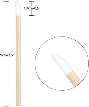 50 قطعة فرش شفاه disposable بمقبض خشبي لمستحضرات التجميل لتطبيق أحمر الشفاه وفرش لمعان الشفاه لتطبيق تمديد الشفاه - Image 3