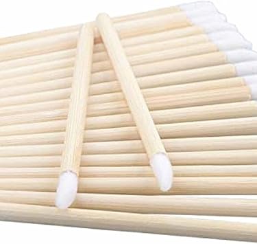 50 قطعة فرش شفاه disposable بمقبض خشبي لمستحضرات التجميل لتطبيق أحمر الشفاه وفرش لمعان الشفاه لتطبيق تمديد الشفاه - Image 2