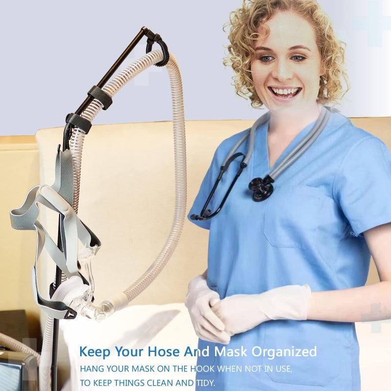 LONYEON حامل خرطوم LONYEON CPAP - شماعة خرطوم CPAP للسرير لتجنب التشابك ومنع الانسداد، تبقي خرطوم الهواء مرتفعًا وبعيدًا عن وجهك وذراعيك لتساعدك على النوم بشكل أفضل، أسود - Image 2