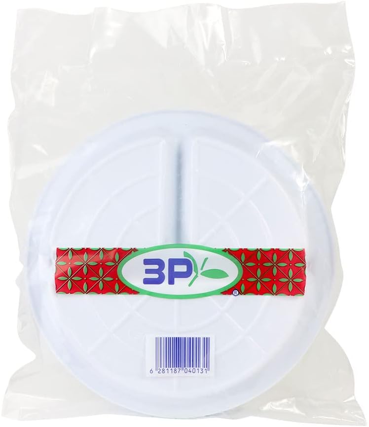 3P Disposable Plastic Divided Round Plates 22cm - 50pcs - Image 2