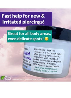 Urban ReLeaf Urban ReLeaf PIERCING RELIEF Sea Salt Concentrate AFTERCARE ! Safely Clean, Soothe & Gently Calm New Irritated & Keloid Bump Piercings. Effective NON-iodized Dead Sea Salt, Tea Tree Rosemary  - Image 2
