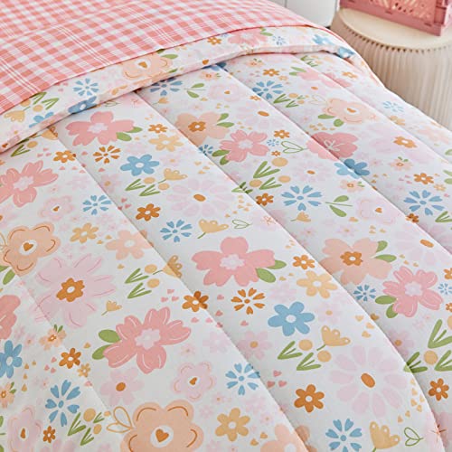 Joyreap 4 Piece Cotton Toddler Bedding Set for Girls, Pink Flowers Design, Soft n Breathable Cotton Toddler Comforter Set, Includes Quilted Comforter, Fitted Sheet, Top Sheet, and Pillow Case - Image 5