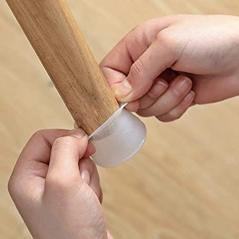 CELLEBII Silicone Chair Stool Leg Floor Protectors Covers Caps for Hardwood Floors Non Slip Furniture Pads Felt Bottom Transparent Silicone Free Moving Table Leg Covers 12 Cap Without Pad - Image 2