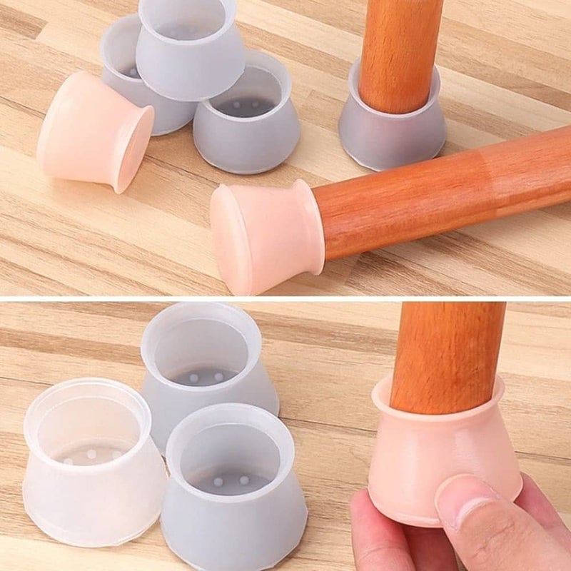 CELLEBII Silicone Chair Stool Leg Floor Protectors Covers Caps for Hardwood Floors Non Slip Furniture Pads Felt Bottom Transparent Silicone Free Moving Table Leg Covers 12 Cap Without Pad - Image 3