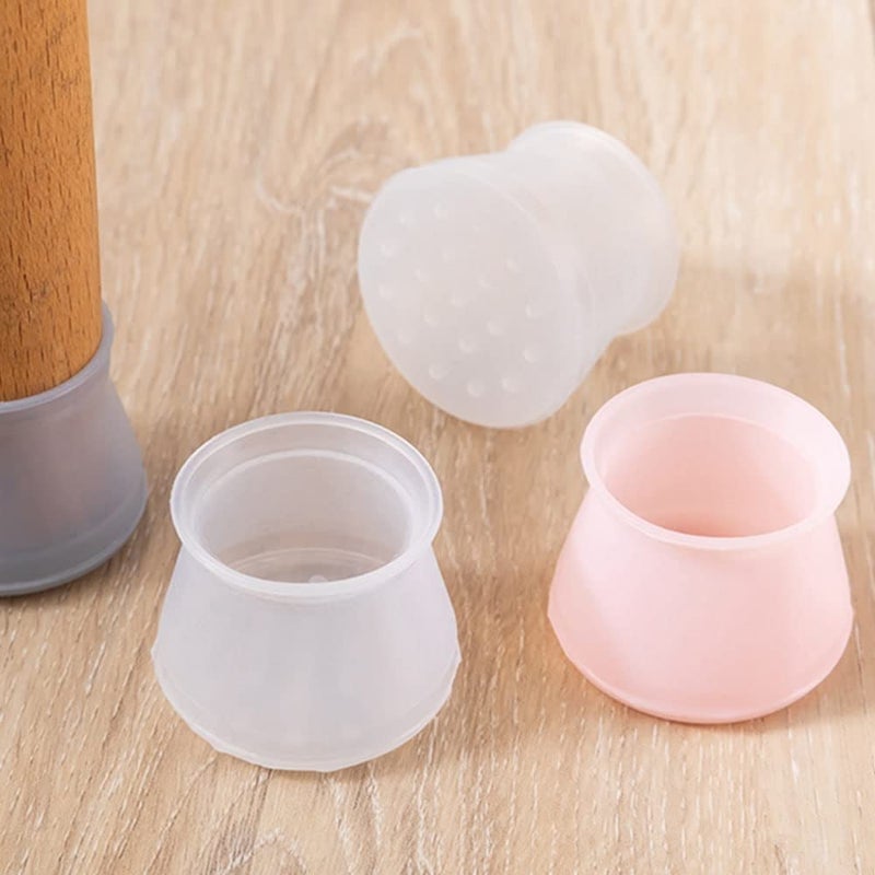 CELLEBII Silicone Chair Stool Leg Floor Protectors Covers Caps for Hardwood Floors Non Slip Furniture Pads Felt Bottom Transparent Silicone Free Moving Table Leg Covers 12 Cap Without Pad - Image 1