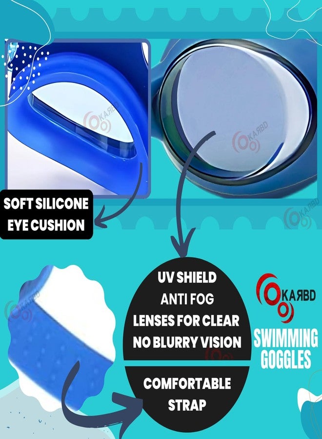 KARBD نظارات سباحة للأطفال من كاربد، مضادة للضباب، مانعة للتسرب، تحمي العينين من الأشعة فوق البنفسجية، مناسبة للأطفال من عمر 3 إلى 12 سنة (مقاس الأطفال، تصميم ضفدع كرتوني). - Image 4