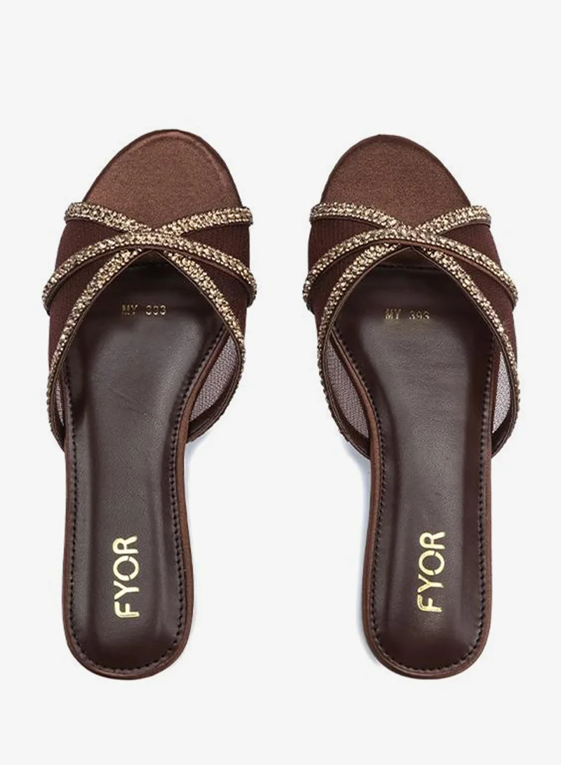 Fyor  Stylish Thin-Strap Crystal Flat Slide MY 393 for Women | Best Price UAE