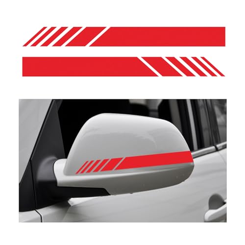Kewucn 2PCS Car Rear View Mirror Stickers Waterproof Auto Side Rearview Mirrors Decal Stripes Universal AntiCollision Striped Automotive Warning Stripes for Most Vehicles Red - Image 1
