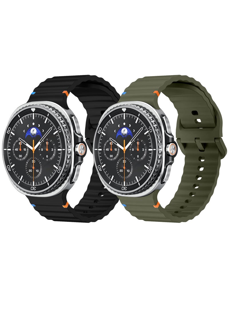 CATANES 2 Packs Silicone Ocean Band for Samsung Galaxy Watch 8 Classic 46mm and Watch 8 40mm 44mm - Sport Band Strap - Image 2