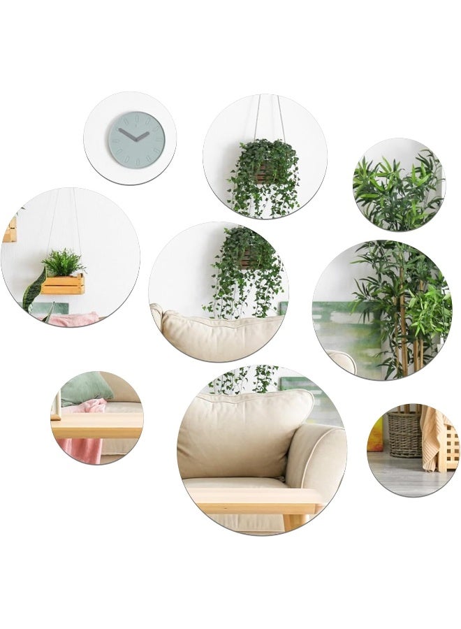 TPGP طقم TPGP من 9 ملصقات مرآة، مرآة لاصقة ذاتية، ديكور حائط مرآة صغيرة دائرية، مرآة حرفية أكريليك، بلاط مرآة غير زجاجي للحمام، خلفية، مشاريع حرفية DIY - Image 1