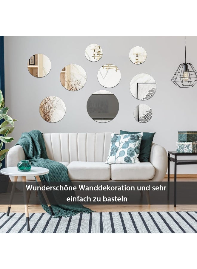 TPGP طقم TPGP من 9 ملصقات مرآة، مرآة لاصقة ذاتية، ديكور حائط مرآة صغيرة دائرية، مرآة حرفية أكريليك، بلاط مرآة غير زجاجي للحمام، خلفية، مشاريع حرفية DIY - Image 2