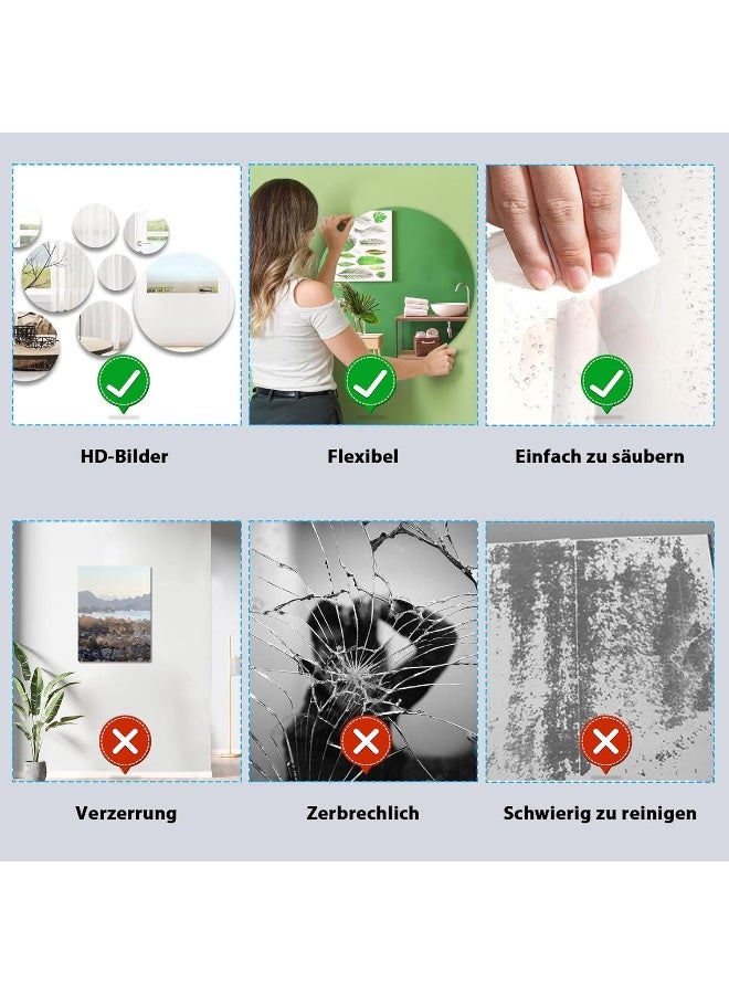 TPGP طقم TPGP من 9 ملصقات مرآة، مرآة لاصقة ذاتية، ديكور حائط مرآة صغيرة دائرية، مرآة حرفية أكريليك، بلاط مرآة غير زجاجي للحمام، خلفية، مشاريع حرفية DIY - Image 4