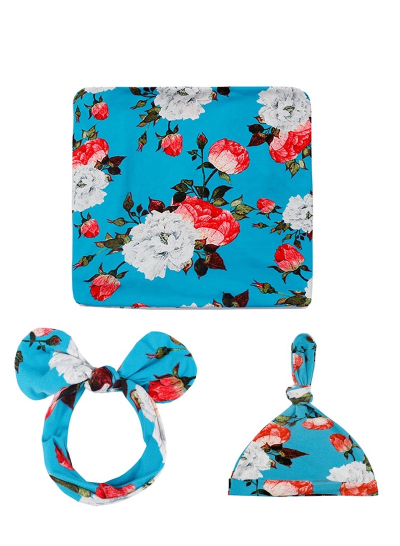 انسولار طفل حديث الولادة طباعة وشاح قبعة الجنين مع ثلاثة قطعة مجموعة - Image 1