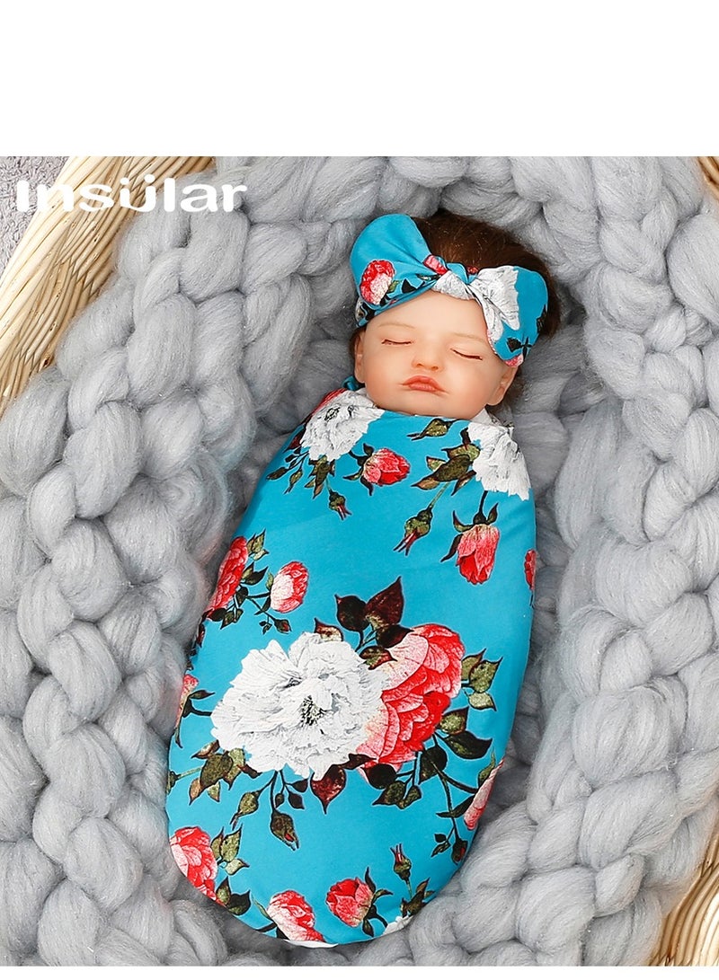 انسولار طفل حديث الولادة طباعة وشاح قبعة الجنين مع ثلاثة قطعة مجموعة - Image 2